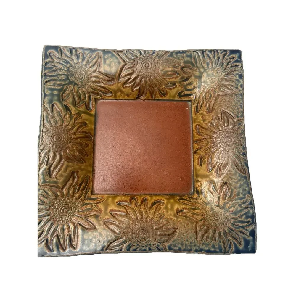 Studio Pottery by Gloria Sanger, Square Tray Appetizer Serving Dish 10”